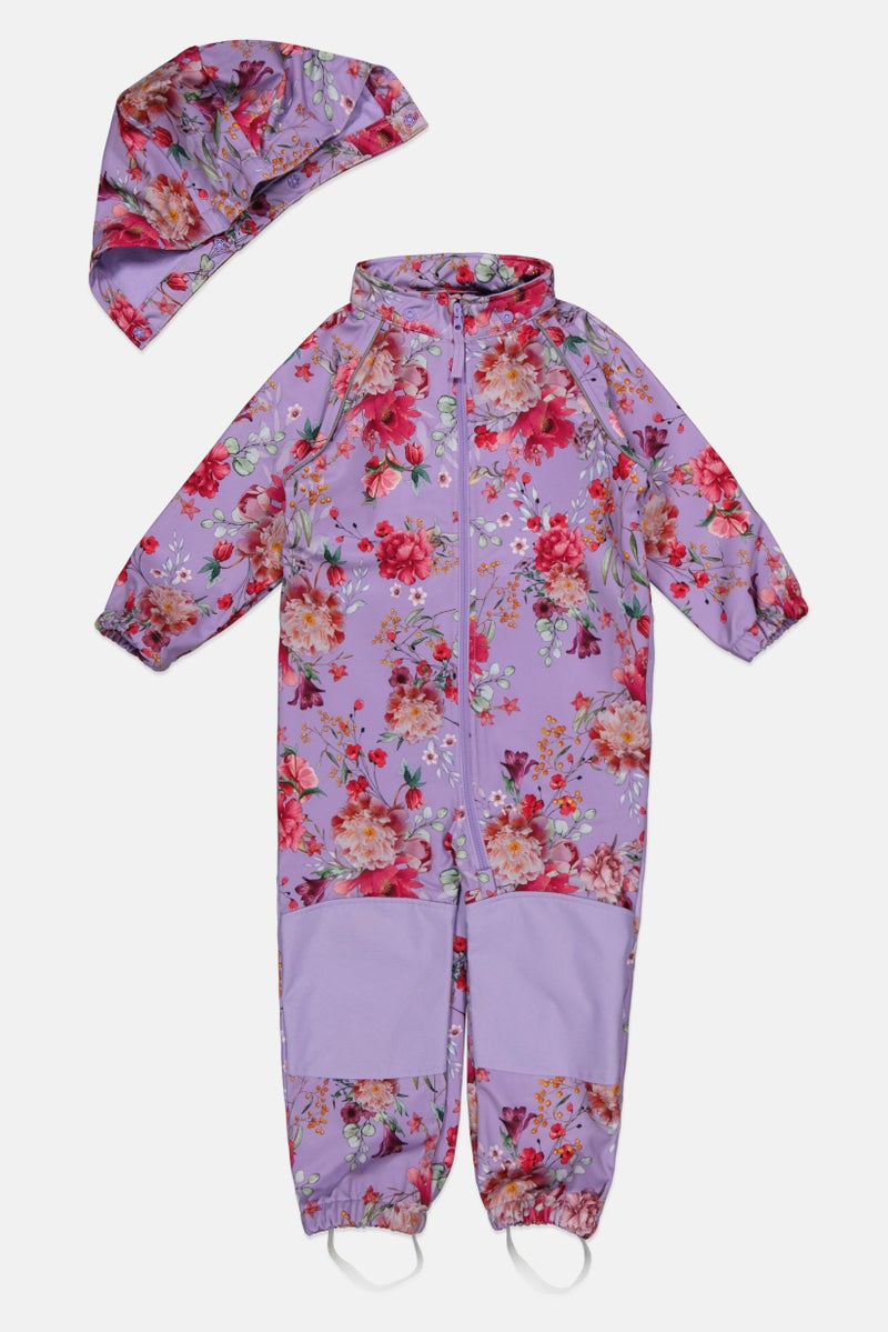 NAME IT Toddlers Girl Floral Print Long Sleeve Fleece Romper, Multicolor - Image 3