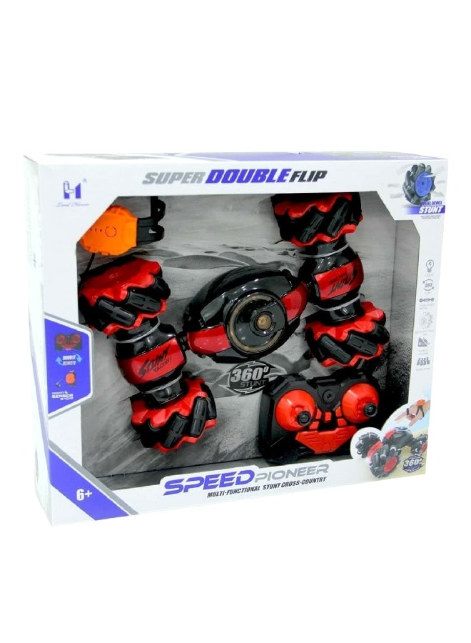 اتش اس تي سيارة بهلوانية قادرة على التشقلب المزدوج والانزلاق الفائق بجهاز تحكم عن بعد للأطفال أحمر 29.5 × 11 × 58 سم LH-C026-R - Image 1