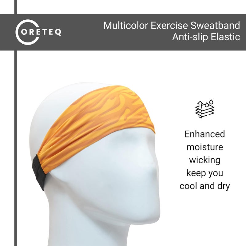 Coreteq Printed Multifunction Sports Sweatband Headband with Silicon Elastic Band Anti-Slip Men and Women (Tigris Yellow) Free Size - Image 3