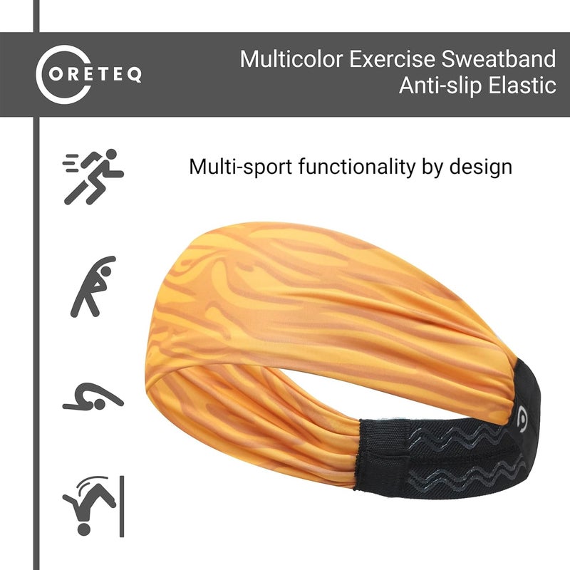 Coreteq Printed Multifunction Sports Sweatband Headband with Silicon Elastic Band Anti-Slip Men and Women (Tigris Yellow) Free Size - Image 2