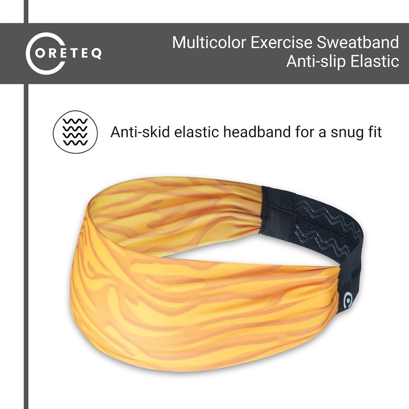 Coreteq Printed Multifunction Sports Sweatband Headband with Silicon Elastic Band Anti-Slip Men and Women (Tigris Yellow) Free Size - Image 4