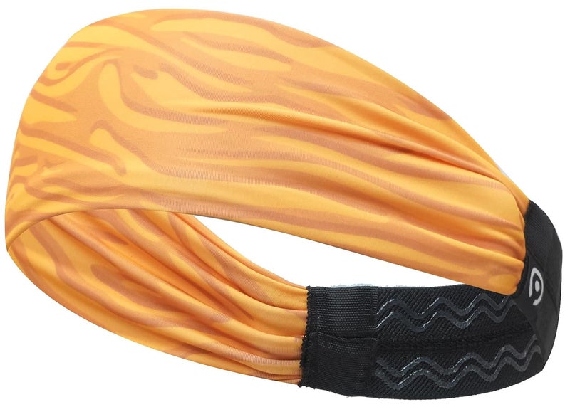 Coreteq Printed Multifunction Sports Sweatband Headband with Silicon Elastic Band Anti-Slip Men and Women (Tigris Yellow) Free Size - Image 1