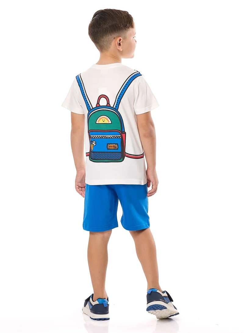 victor and jane Victor and Jane Jr Boys' 2PC Set – Backpack -Off White and Blue