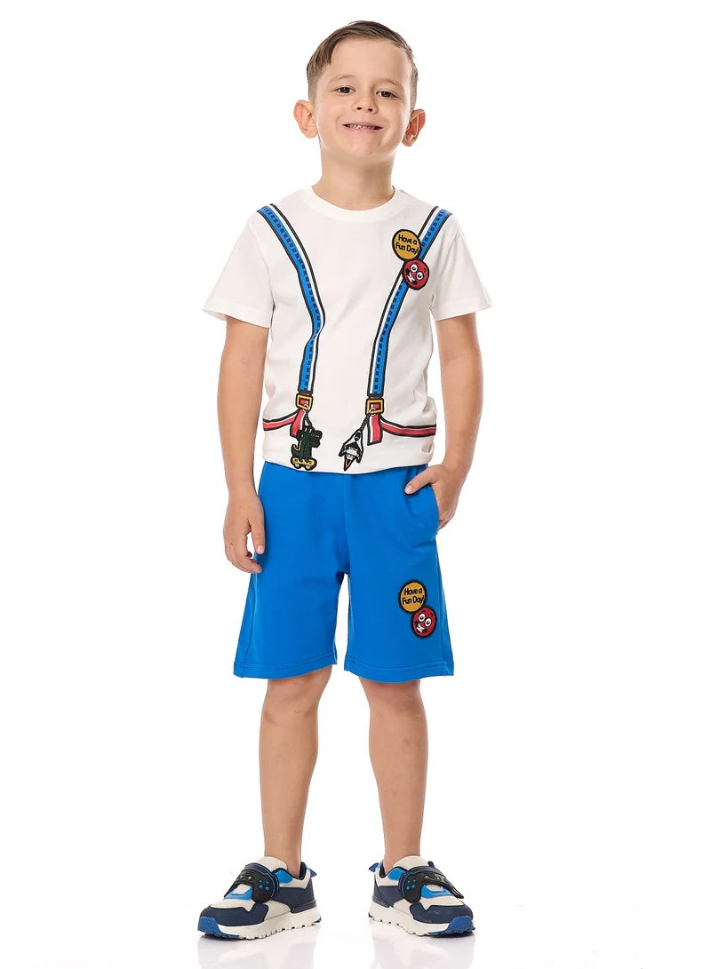 victor and jane Victor and Jane Jr Boys' 2PC Set – Backpack -Off White and Blue
