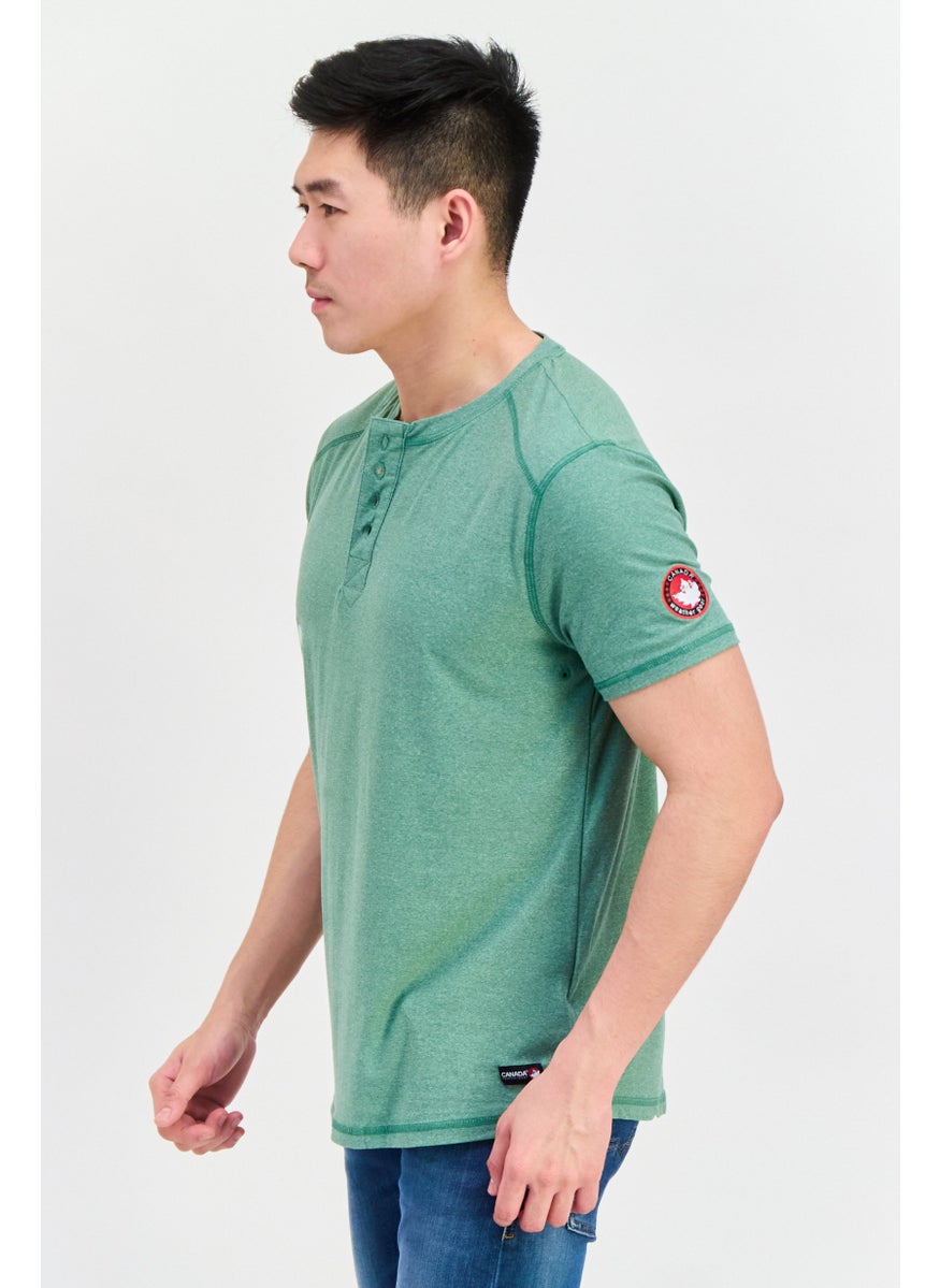 Canada Weather Gear - Men Crew Neck Short Sleeve Solid T Shirt, Green - Image 1