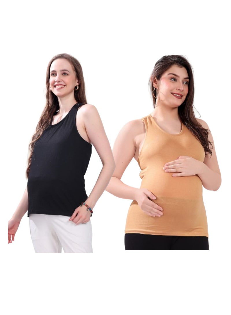 TUMMY TUMMY Maternity and Nursing Tank Top Combo Pack  of 2  - Image 1
