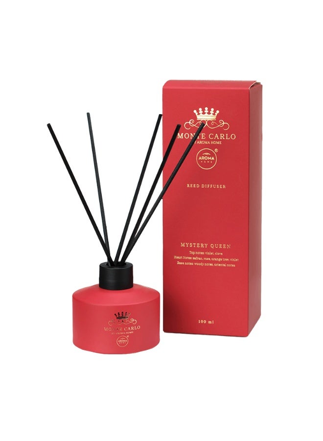 Aroma Home Reed Diffuser - Monte Carlo Mystery Queen | 100ml | Luxury Home Fragrance with Essential Oils | Long-Lasting Scent | Made in Poland