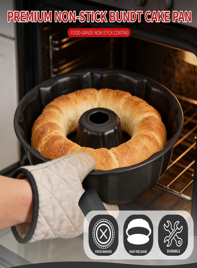 Fevbcnrj Bundt Cake Pan, 9.5 Inch Non-Stick Bundt Cake Baking Pan, Durable Fluted Tube Round Baking Pans, Heavy Duty Carbon Steel, Easy Release and Cleanup, Ideal for Home, Holidays and Party - Image 2