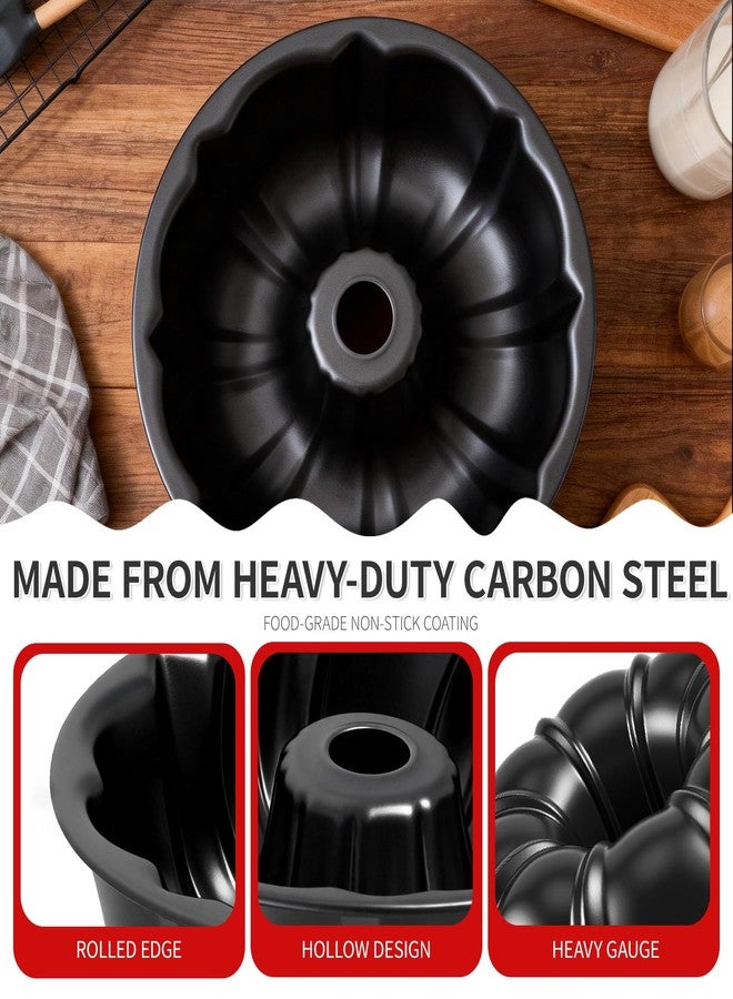 Fevbcnrj Bundt Cake Pan, 9.5 Inch Non-Stick Bundt Cake Baking Pan, Durable Fluted Tube Round Baking Pans, Heavy Duty Carbon Steel, Easy Release and Cleanup, Ideal for Home, Holidays and Party - Image 3