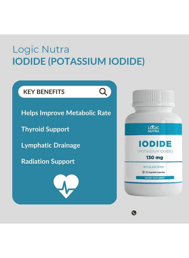 Logic Nutra Iodine (Potassium Iodide) 130 mcg with 100 Vegetable Capsules to Support The Thyroid and Maintain Healthy Cellular Metabolism - Image 4