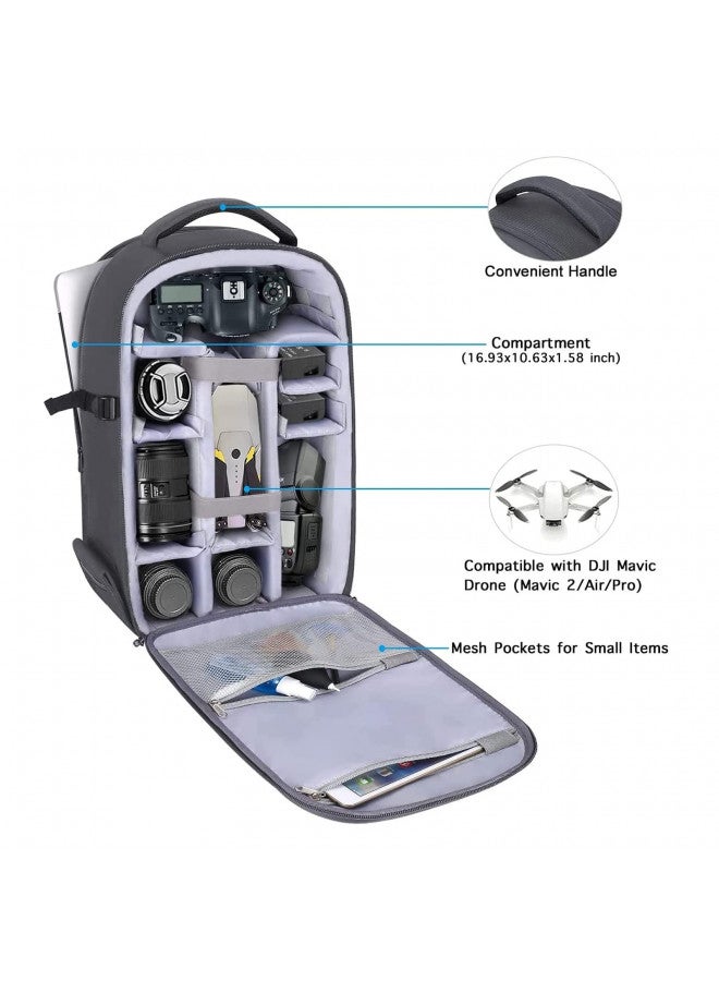 Mosiso حقيبة ظهر كاميرا MOSISO، حقيبة كاميرا DSLR/SLR/مرآة للتصوير 15-16 بوصة، حقيبة صلبة مقاومة للماء مع حامل ثلاثي الأرجل وحيز للكمبيوتر المحمول متوافقة مع كانون/نيكون/سوني، رمادي - Image 1