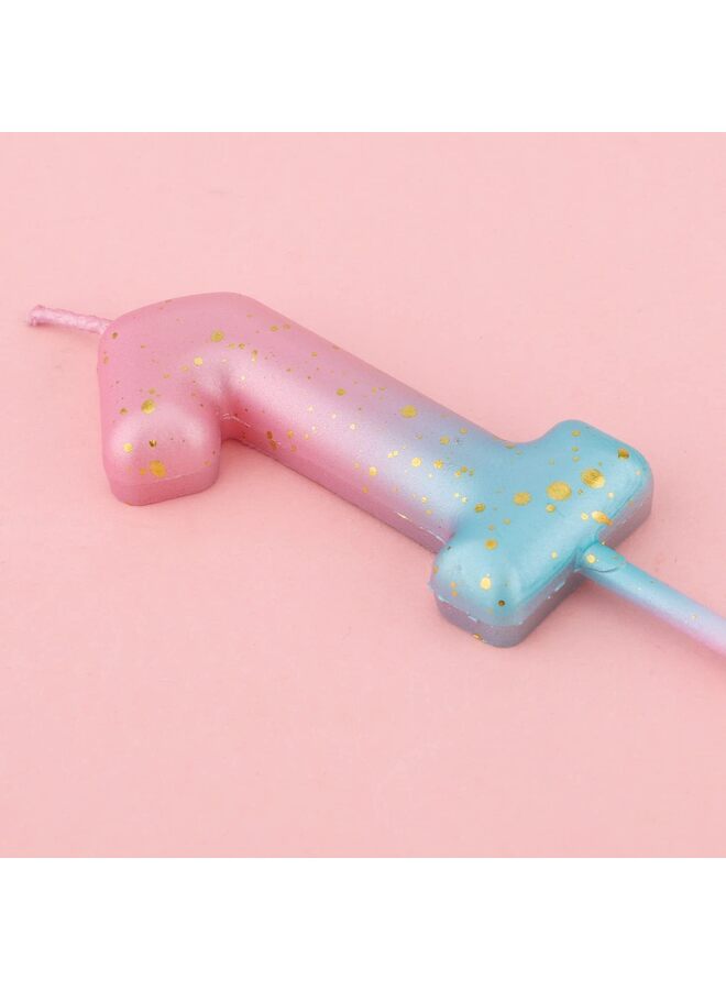 LAMAY Gradient Birthday Number Letter Candle, Pink Blue Gradient Birthday Candles for Cake Numeral 1 Letter Birthday Candles - Image 3
