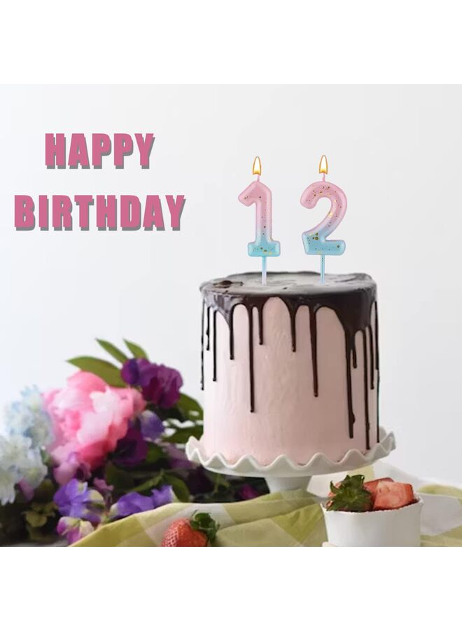 LAMAY Gradient Birthday Number Letter Candle, Pink Blue Gradient Birthday Candles for Cake Numeral 1 Letter Birthday Candles - Image 4