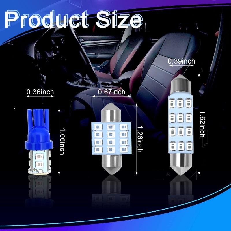 NTNEV 24PCS LED Interior Replacement Bulbs, Interior Car Lights, Dome Light LED Car Bulb Kit Set T10 31 mm 42 mm, Used for Map Dome Lights and License Plate Courtesy Lights Accessories (Blue) - Image 2