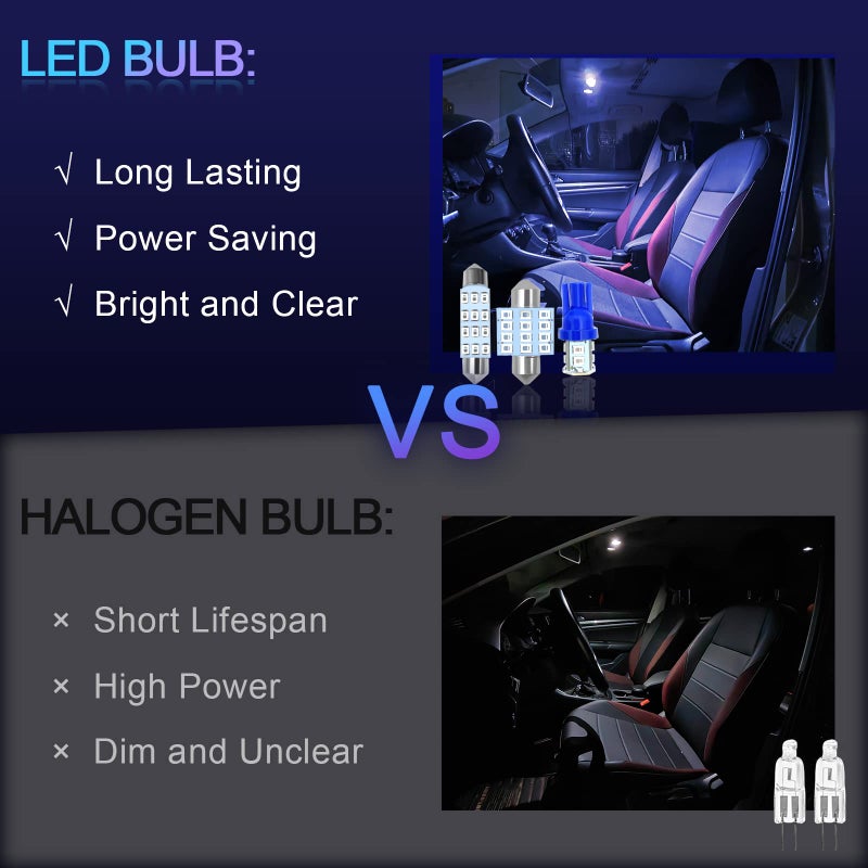 NTNEV 24PCS LED Interior Replacement Bulbs, Interior Car Lights, Dome Light LED Car Bulb Kit Set T10 31 mm 42 mm, Used for Map Dome Lights and License Plate Courtesy Lights Accessories (Blue) - Image 5