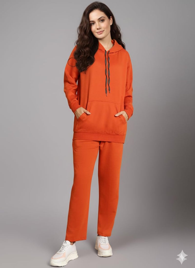 Mack Jonney Solid Track Suit for Women | Co-ord Set | Warm Fleece Tracksuit Set | Full Sleeve Hoodie-M5169 - Image 2