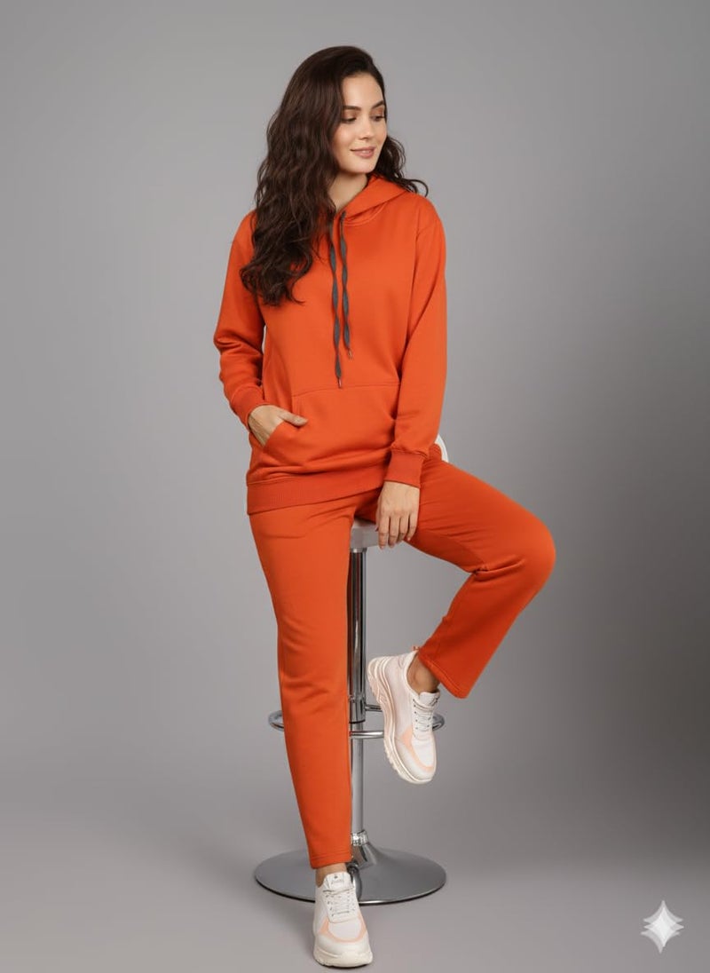 Mack Jonney Solid Track Suit for Women | Co-ord Set | Warm Fleece Tracksuit Set | Full Sleeve Hoodie-M5169 - Image 5