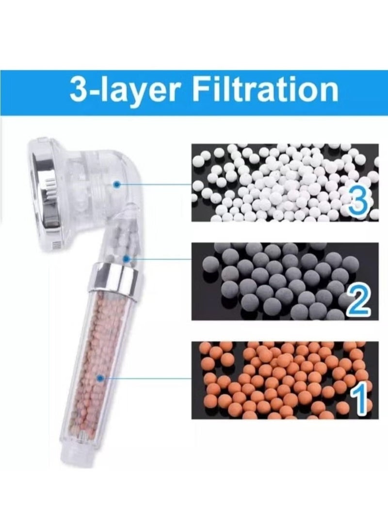 Ionic Shower Filter Head with Extra 3-Set Replacement Mineral Balls - Handheld Water Saving Filtered Showerhead for Hair Fall Reduction, Chlorine Removal, and Hard Water Purification - Image 2