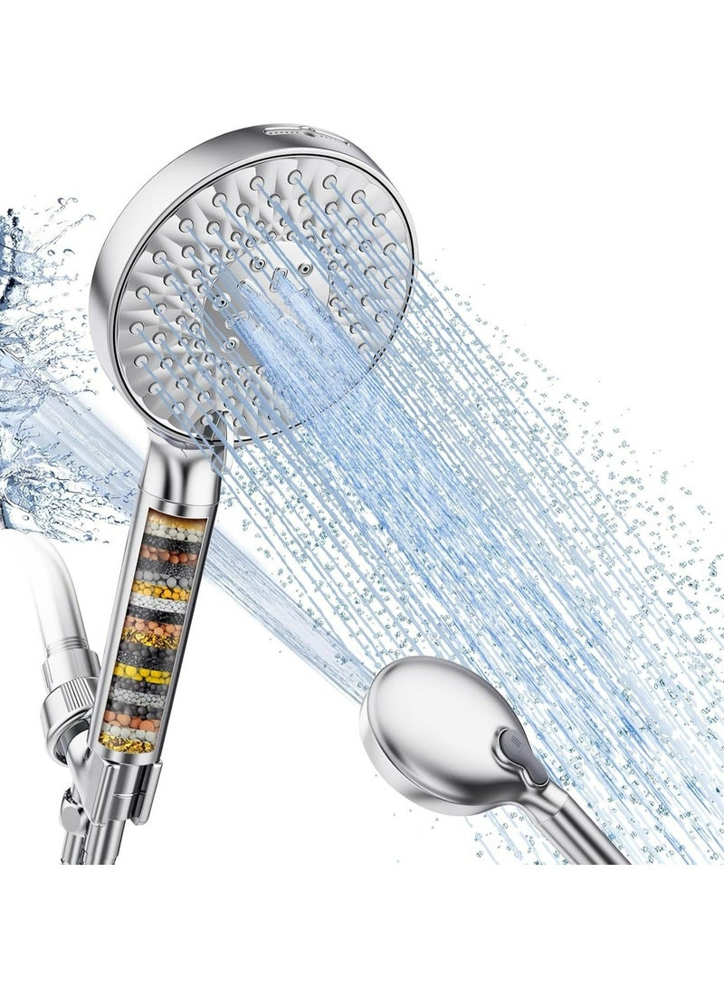 Ionic Shower Filter Head with Extra 3-Set Replacement Mineral Balls - Handheld Water Saving Filtered Showerhead for Hair Fall Reduction, Chlorine Removal, and Hard Water Purification - Image 1