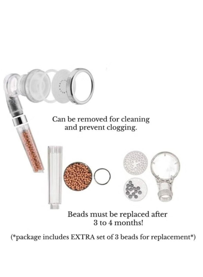 Ionic Shower Filter Head with Extra 3-Set Replacement Mineral Balls - Handheld Water Saving Filtered Showerhead for Hair Fall Reduction, Chlorine Removal, and Hard Water Purification - Image 3