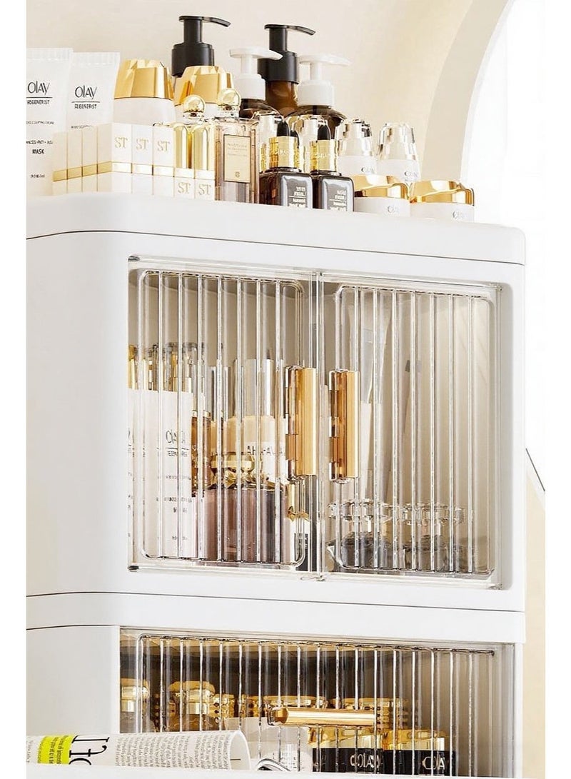 nehem Foldable makeup organizer Cosmetic Organizer: Large Capacity Desktop Storage Box with Dustproof Design for Lipstick, Masks | Space-Saving Makeup & Accessories Holder - Image 5