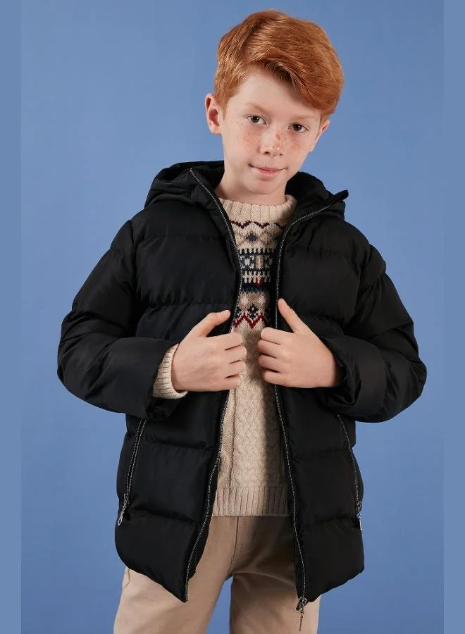 Lela Lela Plush Lined Hooded Winter Coat with Pockets Boy's COAT 5761911