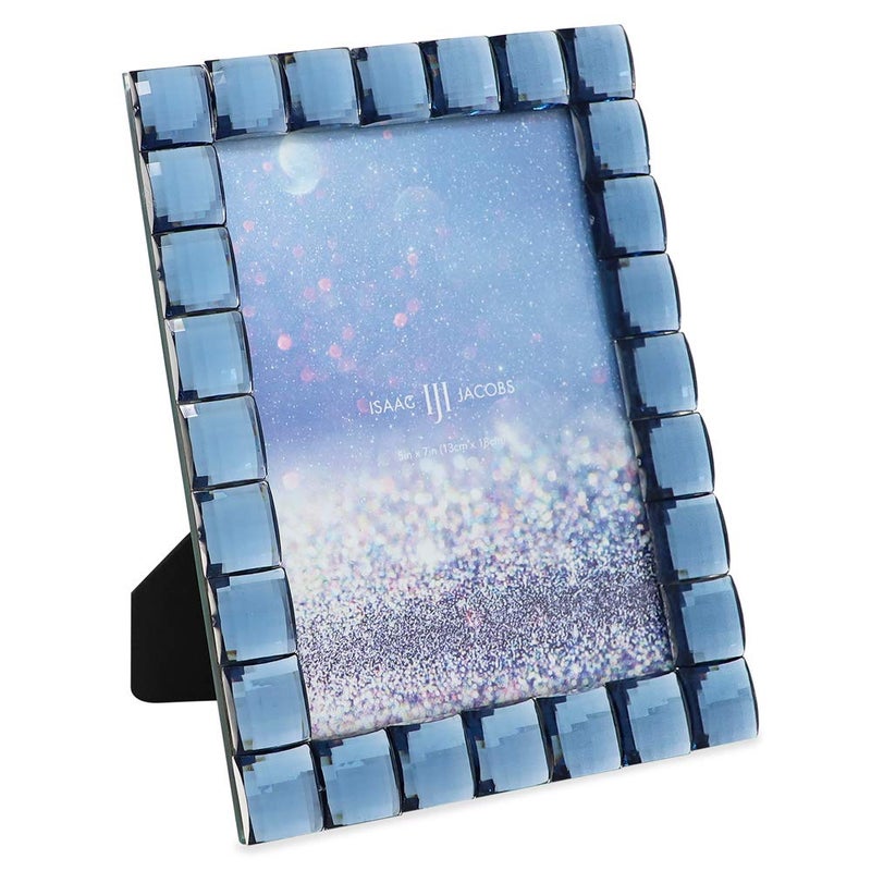 Isaac Jacobs Decorative Sparkling Navy Jewel Picture Frame Photo Display  Home Dcor 5x7 Navy