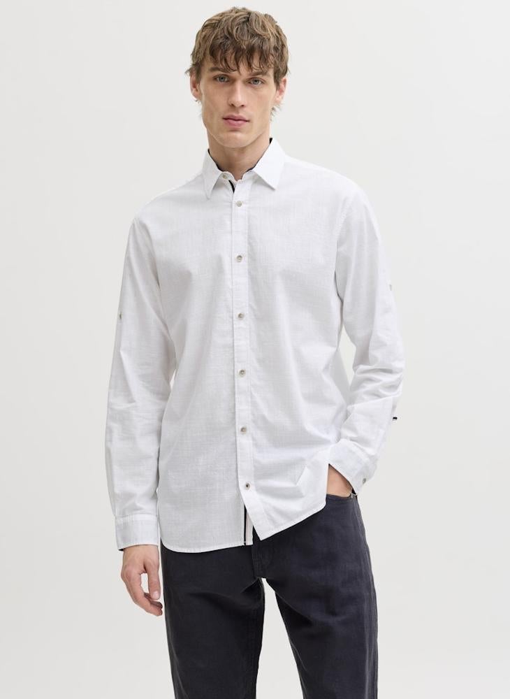 JACK & JONES JJHENRY Slub detail long sleeve shirt - Image 3