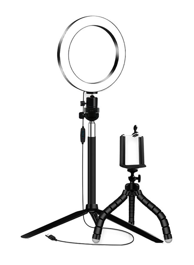 NIBEMINENT 3500-6500K Temperature Dimmable LED Ring Light With Tripods Phone Holder Black & White  - Image 1