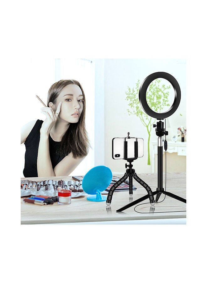 NIBEMINENT 3500-6500K Temperature Dimmable LED Ring Light With Tripods Phone Holder Black & White  - Image 2