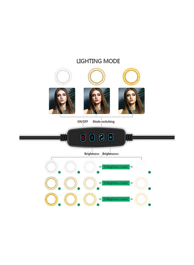 NIBEMINENT 3500-6500K Temperature Dimmable LED Ring Light With Tripods Phone Holder Black & White  - Image 5