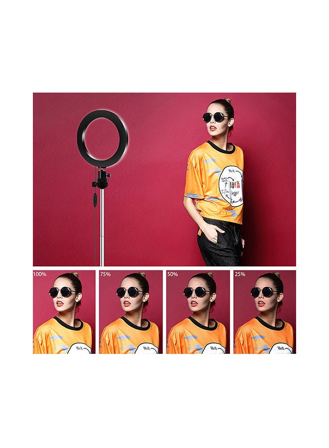 NIBEMINENT 3500-6500K Temperature Dimmable LED Ring Light With Tripods Phone Holder Black & White  - Image 4