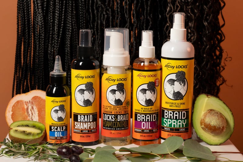 AllDay Locks Braid Oil (8 oz) | Moisturizes, Strengthens Hair & Scalp | Soothes & Relieves Tension | Grape, Orange, Olive Oil | Nourish & Protect Braids, Locks, Twists, Cornrows | 8 oz - Image 3