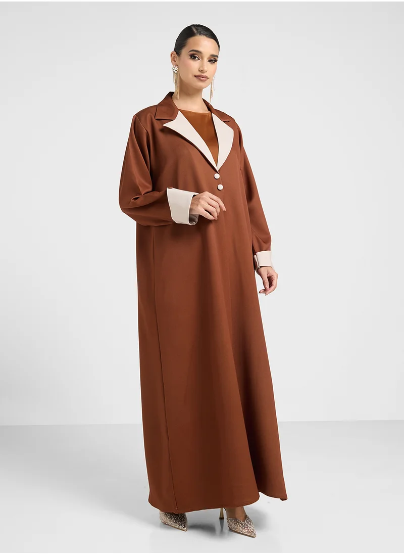 hayas closet Collar Neck Flared Sleeve Abaya