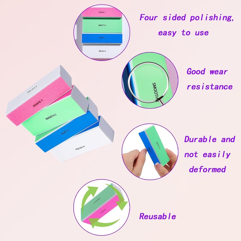 Duomama 6 Pcs 4-Way Nail Buffer Blocks with Nail Brush, 180/600/1000/3000 Grit Professional Buffing Kit for Natural & Acrylic Nails - Image 5