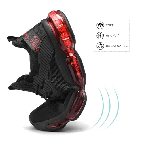 Kapsen Mens Running Shoes Air Cushion Tennis Walking Sneakers Casual Sport Gym Jogging Black/Red 7 - Image 4