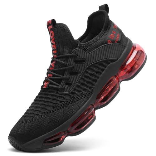 Kapsen Mens Running Shoes Air Cushion Tennis Walking Sneakers Casual Sport Gym Jogging Black/Red 7 - Image 1