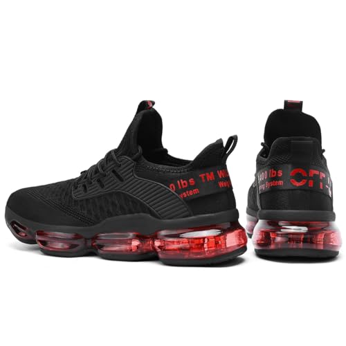 Kapsen Mens Running Shoes Air Cushion Tennis Walking Sneakers Casual Sport Gym Jogging Black/Red 7 - Image 5