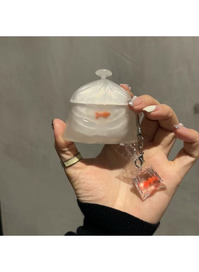 Koi Fish Headset Protective Cover For AirPodsPro2 4 Generation Apple 3 Generation Cartoon Cute Soft Shell Trendy-Color:Little Shark With Hook-Applicable Models:Airpods 3rd Generation