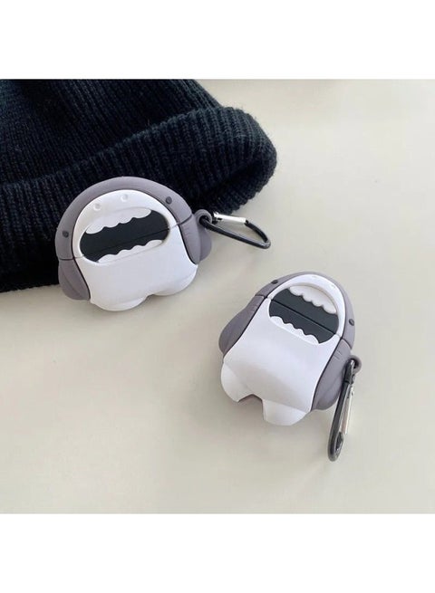 Koi Fish Headset Protective Cover For AirPodsPro2 4 Generation Apple 3 Generation Cartoon Cute Soft Shell Trendy-Color:Little Shark With Hook-Applicable Models:Airpods 3rd Generation
