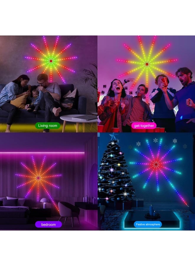 Smart LED Firework Lights - RGB Decorative Firework String Lights with App & Remote Control, Music Sync, DIY Modes, USB Powered Indoor & Outdoor Party Lights - Image 2