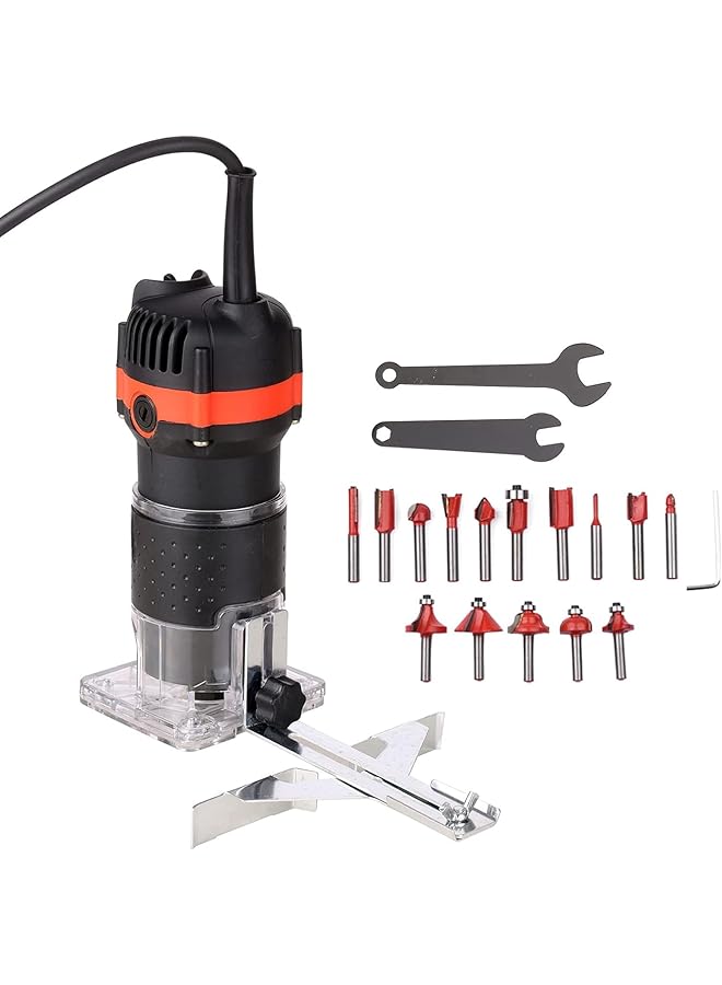 erorex Multifunctional Electric Wood Trimmer Wood Router Laminate Trimmer Professional Slotting Trimming Grooving Machine For Woodworker Carpenter With 15Pcs Milling Cutters 800W 30000Rmin 220V - Image 1