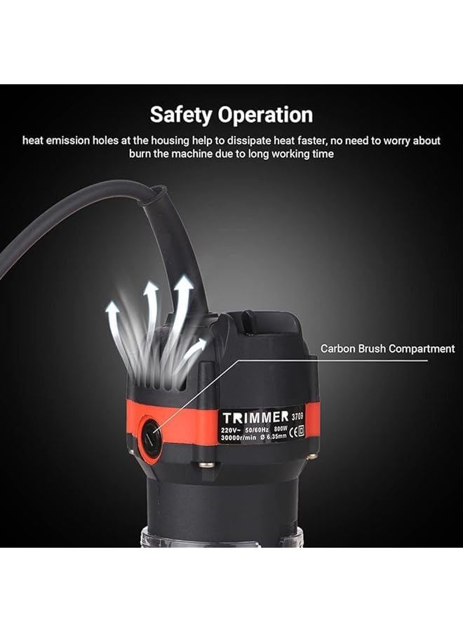 erorex Multifunctional Electric Wood Trimmer Wood Router Laminate Trimmer Professional Slotting Trimming Grooving Machine For Woodworker Carpenter With 15Pcs Milling Cutters 800W 30000Rmin 220V - Image 5