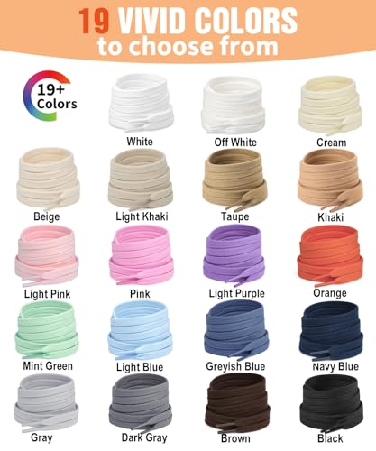 Handshop Wide Flat Athletic Shoelaces 5/16"(2 Pair) - Shoe Laces for Sneakers and Casual Shoes Replacements Beige+Off White 51 inch (130cm) - Image 5
