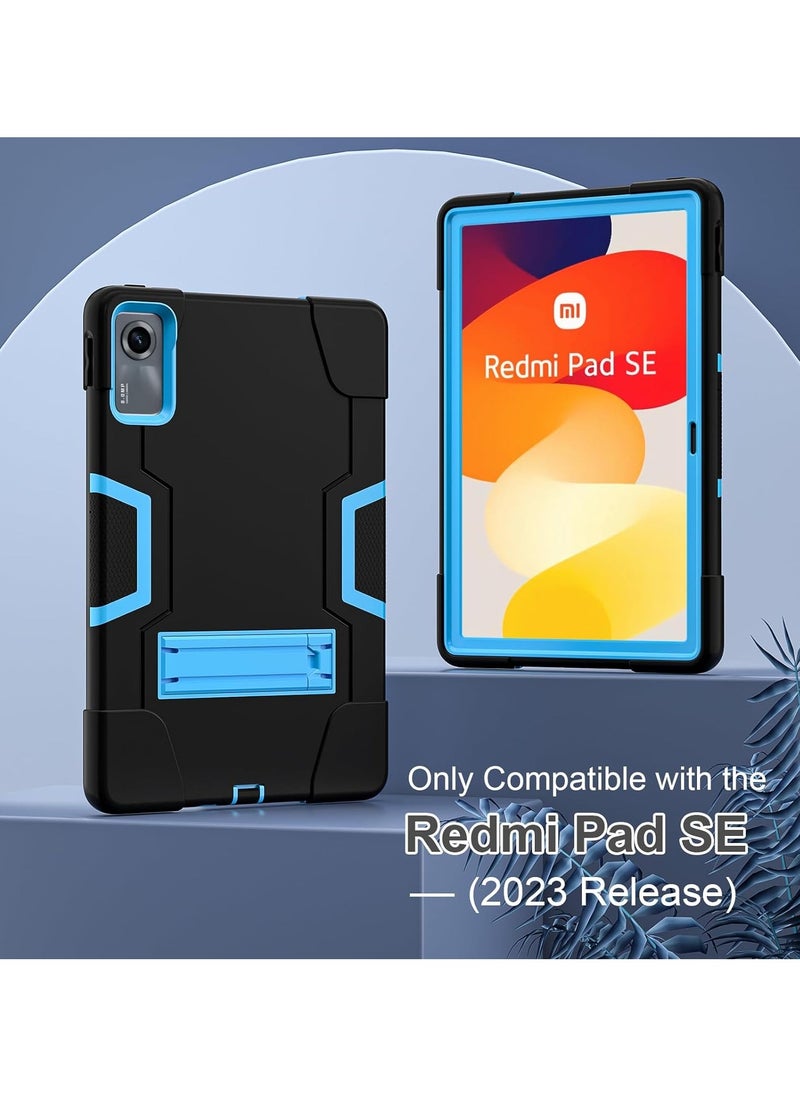 جنرال - غطاء حافظة لجهاز Xiaomi Redmi Pad SE بقياس 11 بوصة، نحيف وقوي مضاد للصدمات مع حافظة واقية صلبة مدمجة ومقاومة للصدمات مع حامل مدمج لـ Redmi Pad SE 11 في عام 2023. - Image 1