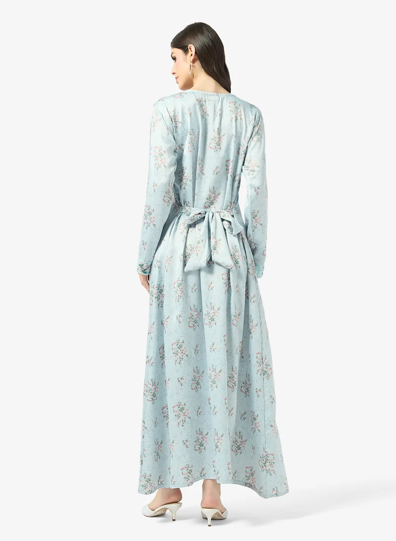 ARABIAN CLOSET Embellished Belted Jalabiya