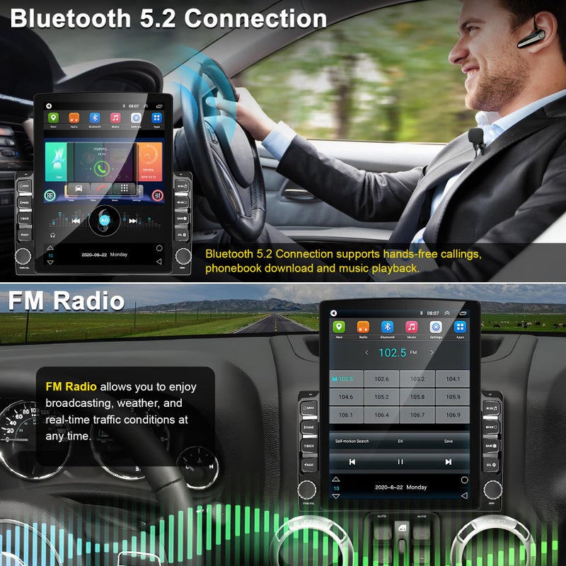 electrosmart Double din car Radio Universal 9.7" Touch Screen Head Unit, Support Wireless carplay Android auto, Support GPS Navigation, FM Bluetooth Steering Wheel Control, Mirrorlink, Reverse Camera - Image 5
