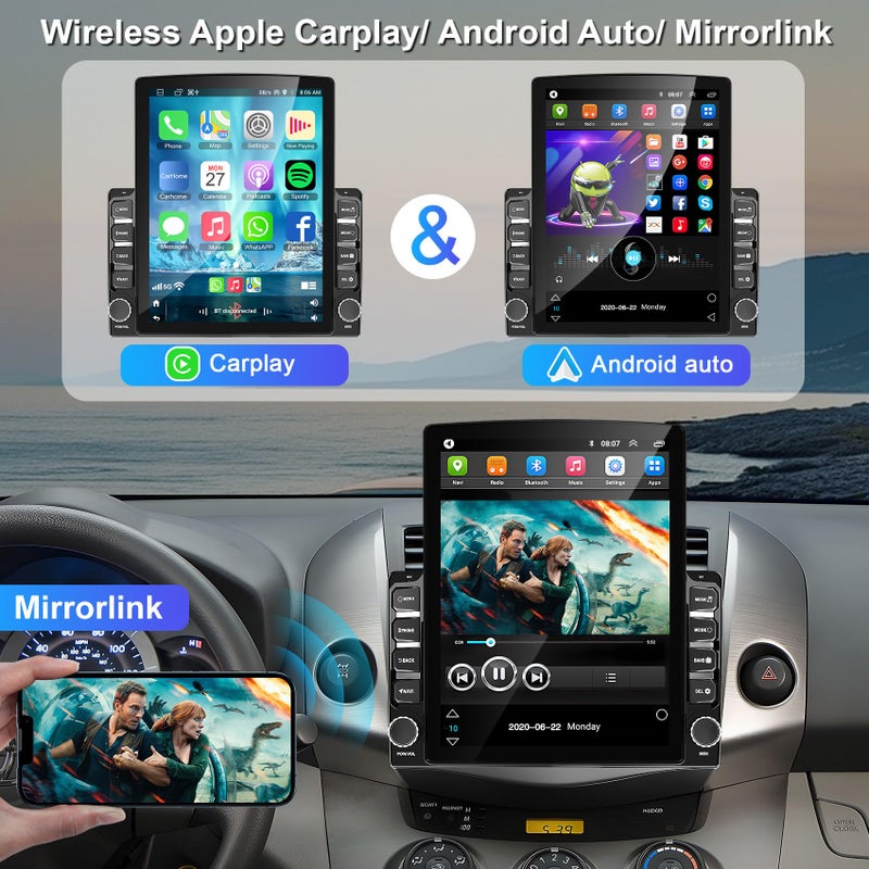 electrosmart Double din car Radio Universal 9.7" Touch Screen Head Unit, Support Wireless carplay Android auto, Support GPS Navigation, FM Bluetooth Steering Wheel Control, Mirrorlink, Reverse Camera - Image 3
