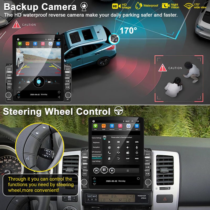 electrosmart Double din car Radio Universal 9.7" Touch Screen Head Unit, Support Wireless carplay Android auto, Support GPS Navigation, FM Bluetooth Steering Wheel Control, Mirrorlink, Reverse Camera - Image 4
