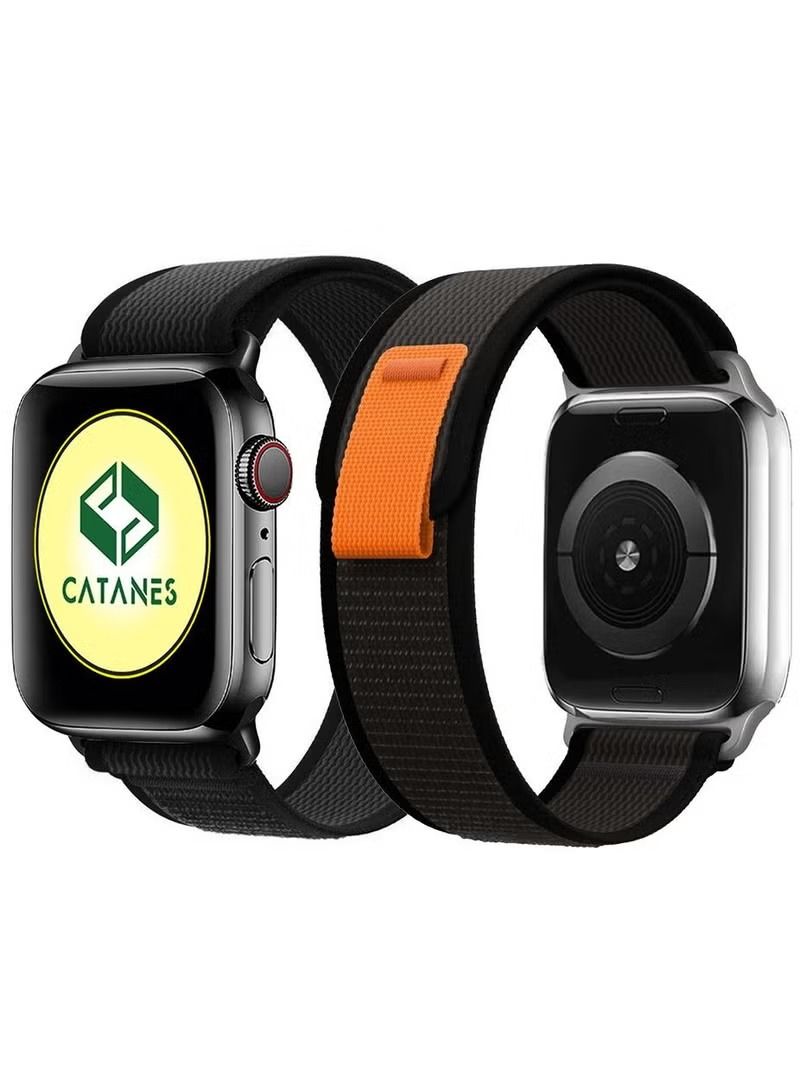 فيسوس سوار Apple Watch Trail 38 مم 40 مم 41 مم نايلون منسوج حزام رياضي لـ iWatch Series Ultra / 8/7 / SE / 6/5/4/3/2/11 رمادي داكن